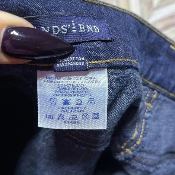 Lands End Relaxed Fit Jeans Stretch Plus Size Comfy Casual Dark Wash - Picture 6 of 7